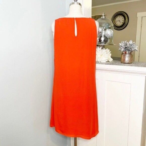 Parker Orange Silk Tiered Keyhole Swing Dress Medium - Picture 5 of 10